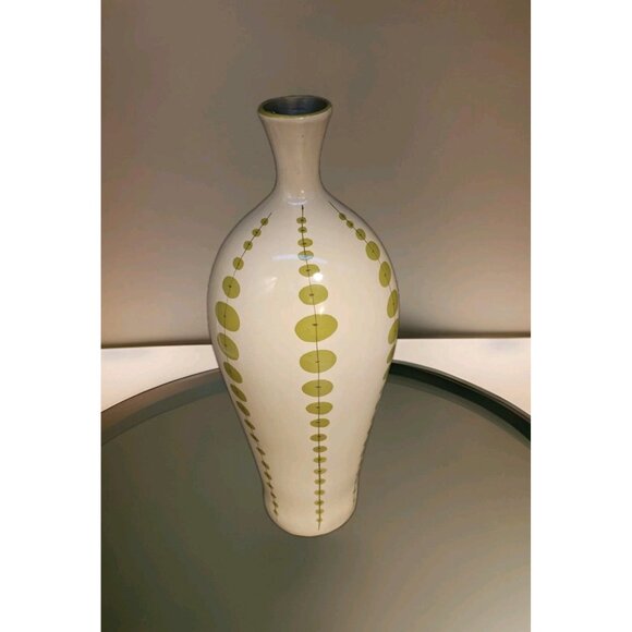 Vintage Raymond Waites Toyo 15" Pottery Vase MCM Abstract Olives Geometric Boho - Picture 8 of 10